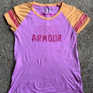 Purple and orange Under Armour shirt
